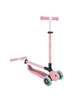 GLOBBER Globber Go Up Active Lights 3-wheel Foldable Kick Scooter in Pastel Pink  - Image 3