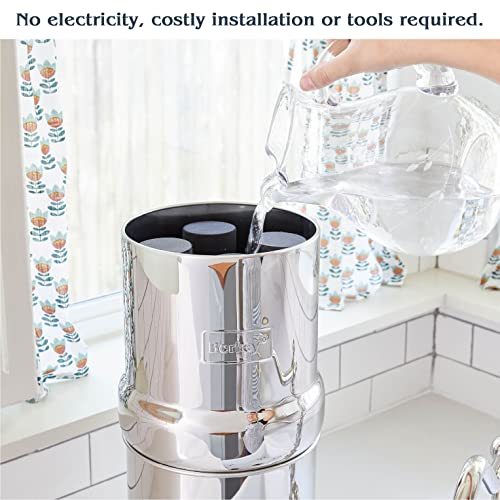 Berkey Crown Berkey Gravity-Fed Stainless Steel Countertop Water Filter System 6 Gallon with 2 Authentic Black Berkey Elements BB9-2 Filters - Image 4