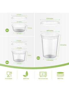 Aozita AOZITA 24 Sets Plastic Deli Food Containers With Lids, 8 oz 16oz 32oz Variety pack, Airtight Food Storage Containers, Freezer/Dishwasher/Microwave Safe, Soup Containers For Takeout Food Storage  - Image 2