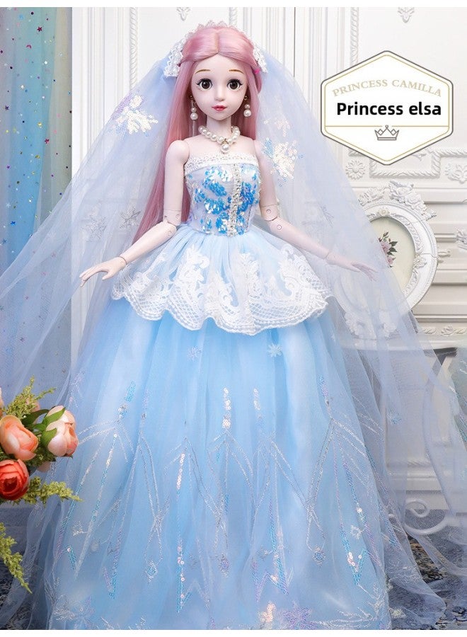 60 Centimeter Oversized Girl Toy Doll Dress Up Simulation Toy 7 Girl Set Princess Gift Box 8-Color:Princess Elsa-Height:Blink Dialogue Remote Control Version: 60cm 190 Pieces Of Clothing -25 Dolls-Package 3 + High-end Gift Box - Image 1