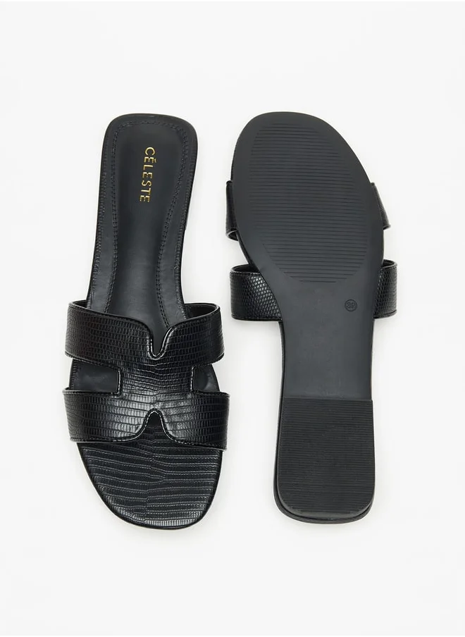 Celeste Women Textured Slip-On Flat Sandals