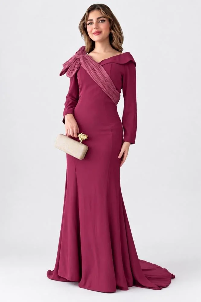 Opera Fashion Fuchsia One-Shoulder Long Evening Dress