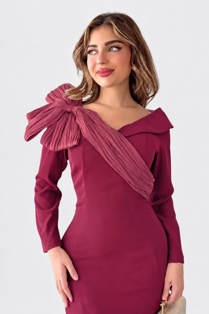 Opera Fashion Fuchsia One-Shoulder Long Evening Dress