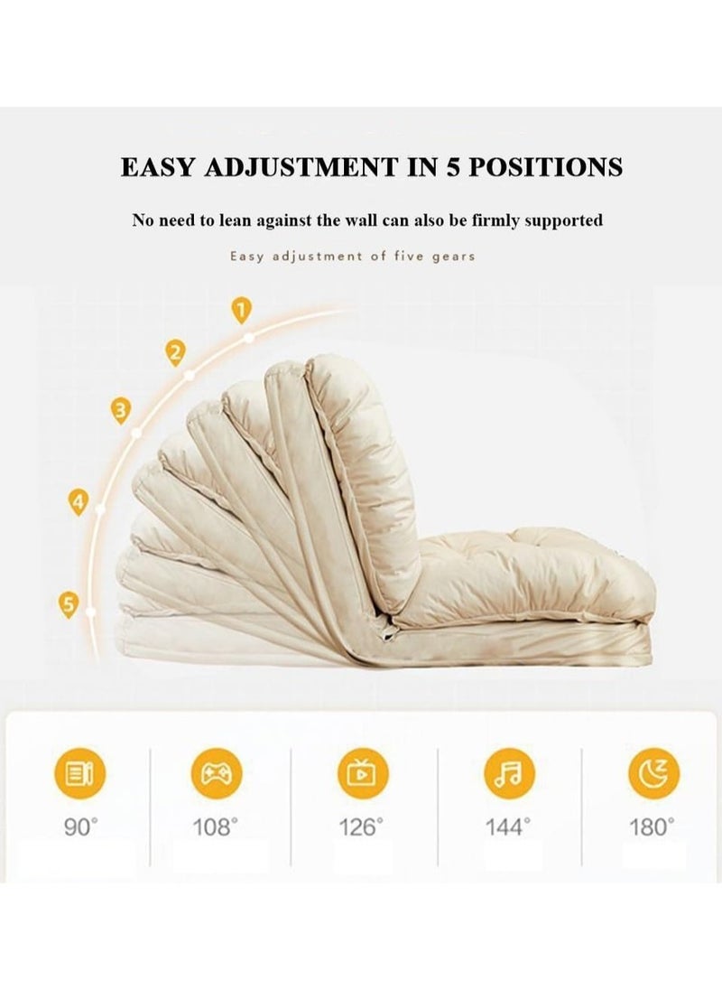 Lazy Boy Chair, Folding Sofa Bed Fabric Couch Lounge with 5 Adjustable Reclining Position, Can Lie and Sleep Small Household Tatami