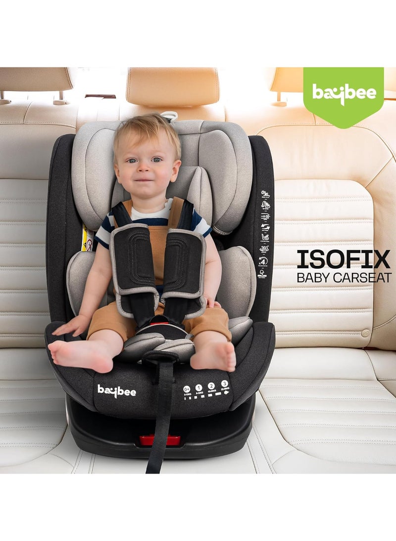 BAYBEE Convertible Car Seat for Baby 0 to 12 Years with 360Â° Rotatable, ISOFIX, 3 Position Recline, Headrest Adjustable ECE R44/04 Safety Certified Baby Car Seat for Toddlers Kids Boys Girls Grey - Image 2