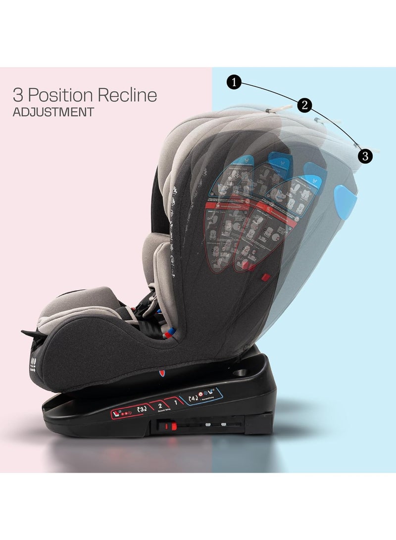 BAYBEE Convertible Car Seat for Baby 0 to 12 Years with 360Â° Rotatable, ISOFIX, 3 Position Recline, Headrest Adjustable ECE R44/04 Safety Certified Baby Car Seat for Toddlers Kids Boys Girls Grey - Image 5