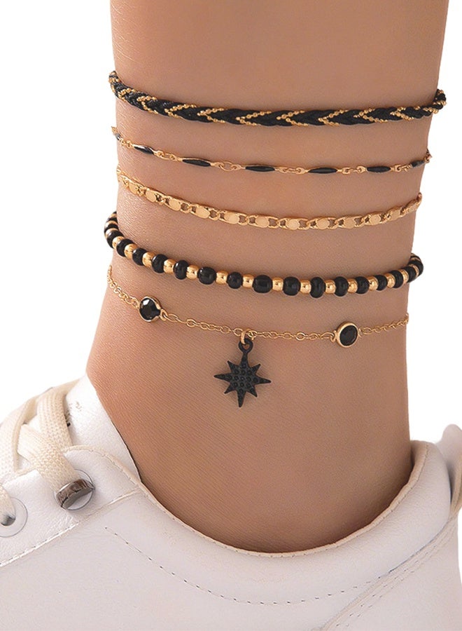 خلخال من سبائك الزنك على شكل نجمة اليانسون ونجم البحر للنساء للحياة اليومية 5 قطع/مجموعة - Image 1