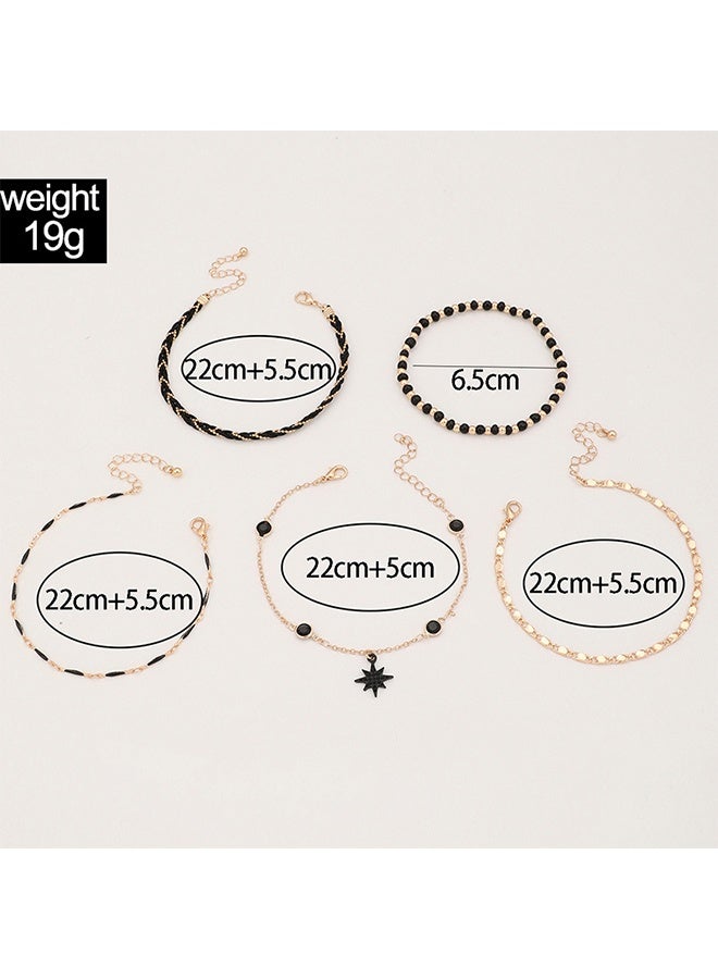 خلخال من سبائك الزنك على شكل نجمة اليانسون ونجم البحر للنساء للحياة اليومية 5 قطع/مجموعة - Image 2