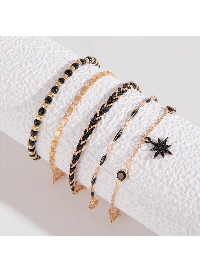 خلخال من سبائك الزنك على شكل نجمة اليانسون ونجم البحر للنساء للحياة اليومية 5 قطع/مجموعة - Image 5