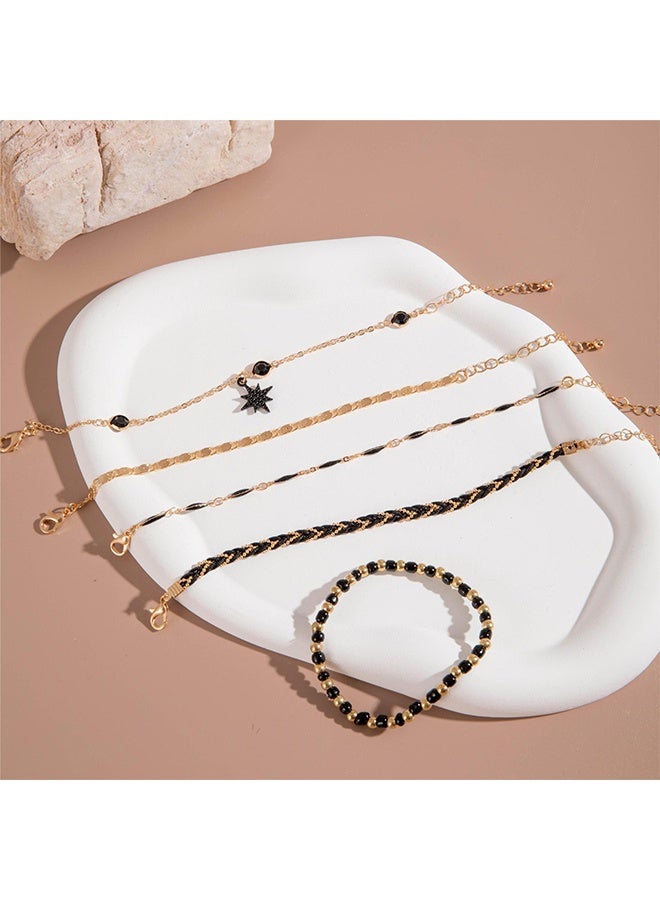 خلخال من سبائك الزنك على شكل نجمة اليانسون ونجم البحر للنساء للحياة اليومية 5 قطع/مجموعة - Image 3