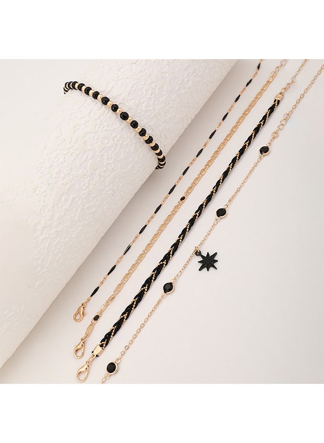 خلخال من سبائك الزنك على شكل نجمة اليانسون ونجم البحر للنساء للحياة اليومية 5 قطع/مجموعة - Image 4