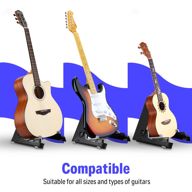 Donner Travel Guitar Stand, Acoustic Electric Guitar Floor Stand, A Frame Foldable Lightweight Guitar Holder Adjustable for Bass, Cello, Mandolin, Banjo, Ukulele - Image 3