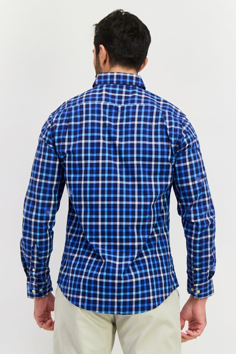 Chaps Men Custom Fit Grid Pattern Long Sleeves Casual Shirt, Multicolor - Image 2