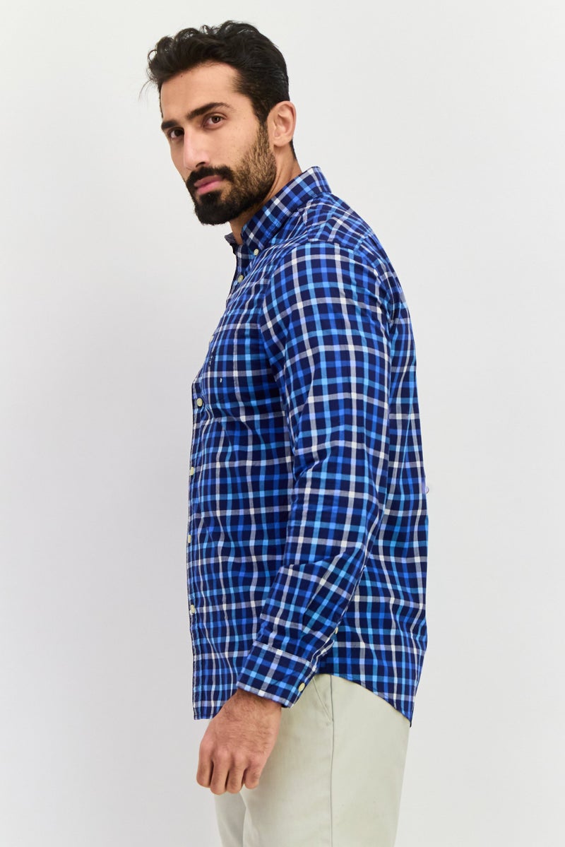 Chaps Men Custom Fit Grid Pattern Long Sleeves Casual Shirt, Multicolor - Image 4