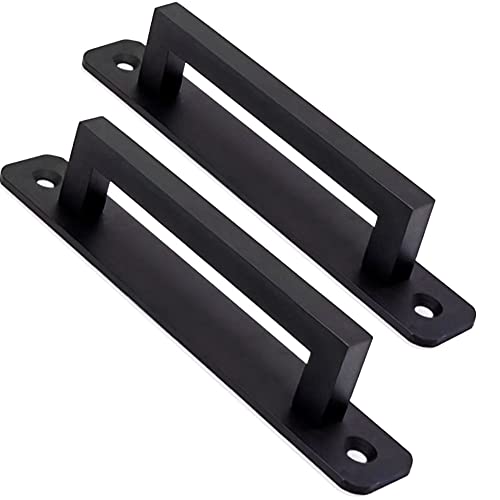 Westablize 12 Pack 5 Inch 128 mm Matte Black Square Cabinet Handles with Base Plate Aluminum Cabinet Pulls Drawer Pulls Sliding Door Pulls Black Cabinet Handles - Image 1