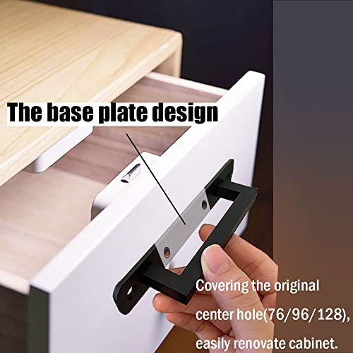 Westablize 12 Pack 5 Inch 128 mm Matte Black Square Cabinet Handles with Base Plate Aluminum Cabinet Pulls Drawer Pulls Sliding Door Pulls Black Cabinet Handles - Image 4