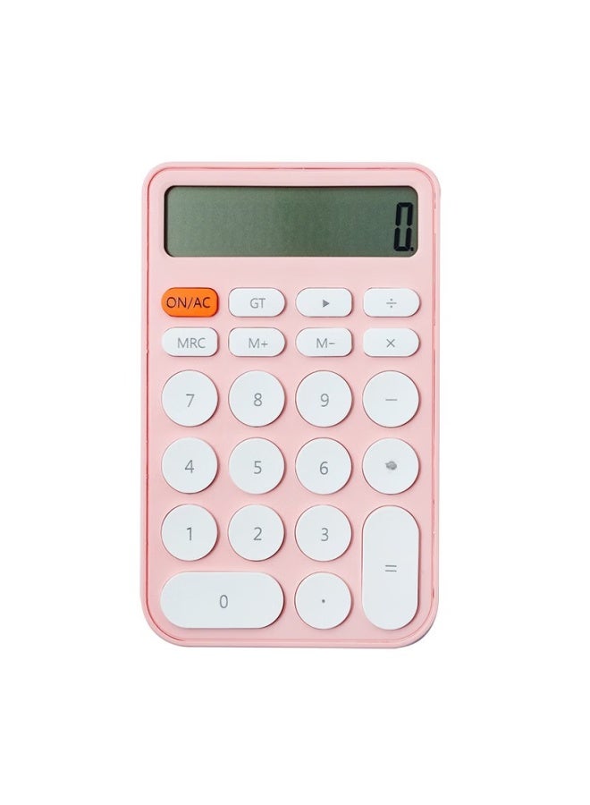 Candy-colored 12-digit Large Screen Calculator For Students Exams Office Mini Portable High-value Accounting Calculator Peach Pink - Image 4