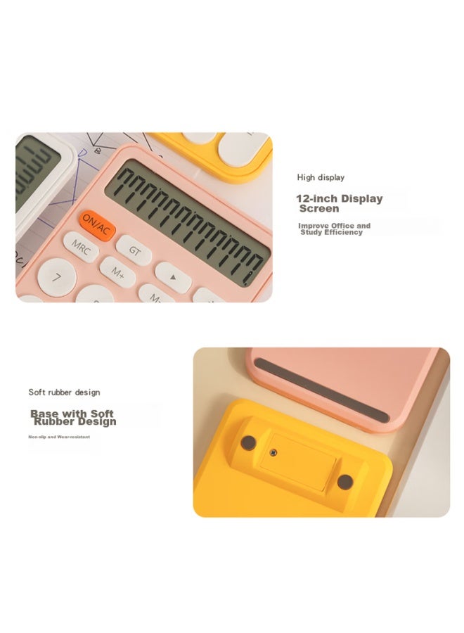Candy-colored 12-digit Large Screen Calculator For Students Exams Office Mini Portable High-value Accounting Calculator Peach Pink - Image 3
