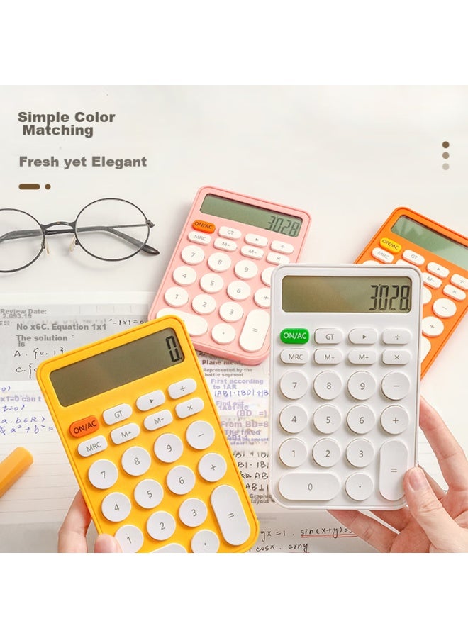 Candy-colored 12-digit Large Screen Calculator For Students Exams Office Mini Portable High-value Accounting Calculator Peach Pink - Image 1
