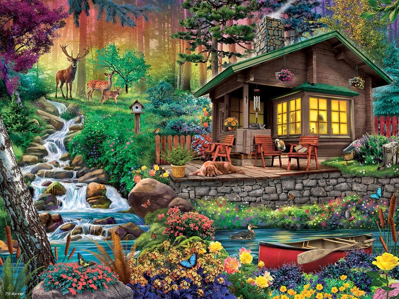 White Mountain - Cabin in The Woods, 500 Piece Jigsaw Puzzle, Spring Cabin Puzzle - Image 1