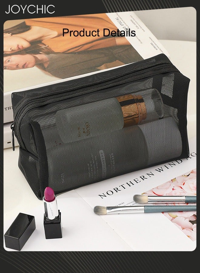 Joychic حقيبة مستحضرات تجميل كبيرة محمولة متعددة الوظائف من النايلون للرجال والنساء مكونة من 3 قطع لتخزين أدوات الزينة للسفر ورحلات العمل والحمام باللون الأسود - Image 4