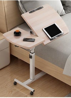 XiuWoo 360° Swivel Height Adjustable Foldable Side End Table and Mobile Computer Workstation Laptop Desk with Wheels and Double Separate Adjustable Tilting Desktops  - Image 1