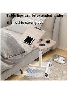 XiuWoo 360° Swivel Height Adjustable Foldable Side End Table and Mobile Computer Workstation Laptop Desk with Wheels and Double Separate Adjustable Tilting Desktops  - Image 2