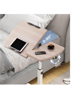 XiuWoo 360° Swivel Height Adjustable Foldable Side End Table and Mobile Computer Workstation Laptop Desk with Wheels and Double Separate Adjustable Tilting Desktops  - Image 4