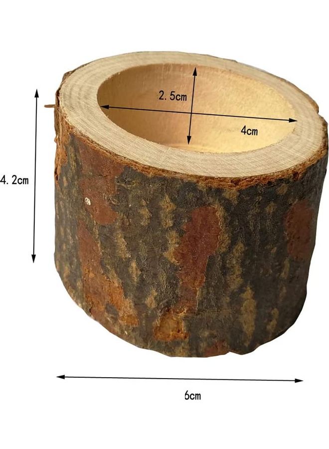 NIBEMINENT 3-Piece Wooden Candle Holder Set Brown 5x4.2cm - Image 2