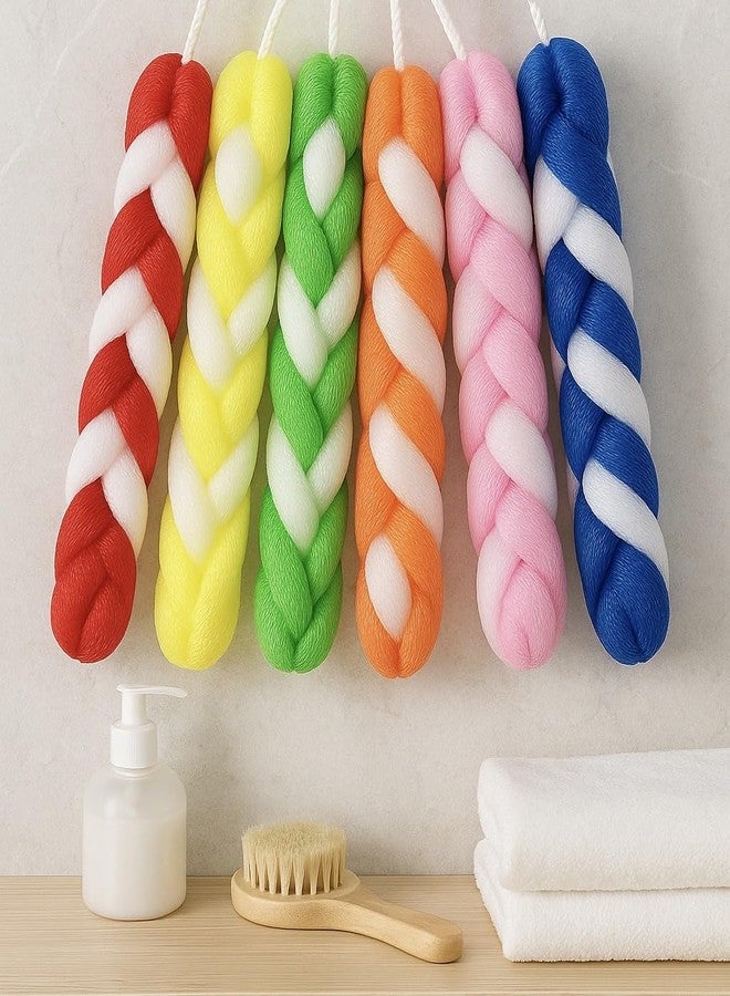 Colorful Braided Bath Shower Loofah Sponge Set – 5-Pack Mesh Exfoliating Body Scrubber Pouf with Hanging Loop for Men & Women – Soft, Durable, Quick-Dry Spa Shower Essential (5 pieces) - Image 2