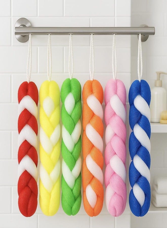 Colorful Braided Bath Shower Loofah Sponge Set – 5-Pack Mesh Exfoliating Body Scrubber Pouf with Hanging Loop for Men & Women – Soft, Durable, Quick-Dry Spa Shower Essential (5 pieces) - Image 1