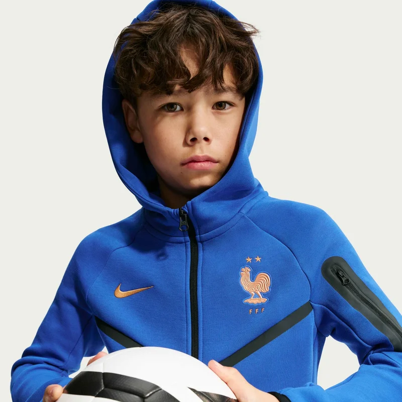 نايكي Kids' France Tech Fleece Full-Zip Hoodie