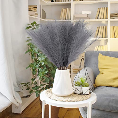 obbsie 50pcs Faux Pampas Grass Grey, 21.6" Short Artificial Pompous Grass Floral Fake Pompas Grass Branches Vase Filler Flower Arrangement for Home Wedding Boho Decor - Image 5
