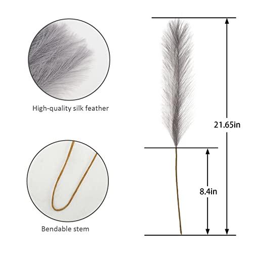 obbsie 50pcs Faux Pampas Grass Grey, 21.6" Short Artificial Pompous Grass Floral Fake Pompas Grass Branches Vase Filler Flower Arrangement for Home Wedding Boho Decor - Image 4