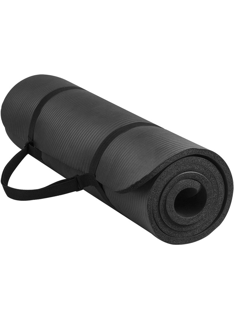 DORSA حصيرة يوغا غير قابلة للانزلاق بسماكة 10 مم من نبر، حصيرة رياضية منزلية، حصيرة تمارين رياضية 183 × 61 سم باللون الأسود - Image 2