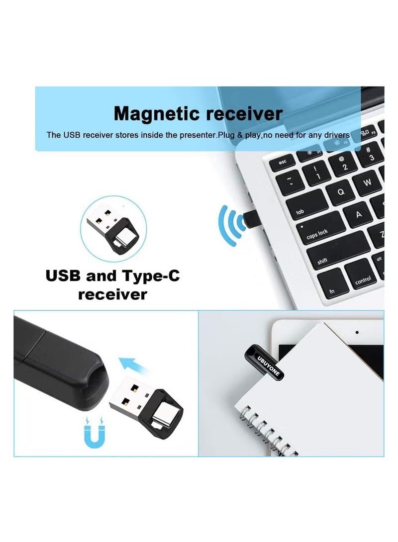 نيمبوت جهاز تحكم عن بعد للمقدم اللاسلكي، جهاز عرض تقديمي مع ارتباط تشعبي وجهاز تحكم عن بعد في مستوى الصوت جهاز عرض تقديمي لـ PowerPoint Office لجهاز Keynote/PPT/Mac/PC/الكمبيوتر المحمول (قابلة لإعادة الشحن) - Image 4
