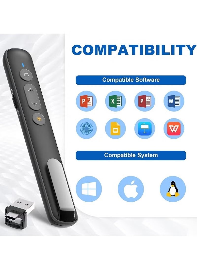 نيمبوت جهاز تحكم عن بعد للمقدم اللاسلكي، جهاز عرض تقديمي مع ارتباط تشعبي وجهاز تحكم عن بعد في مستوى الصوت جهاز عرض تقديمي لـ PowerPoint Office لجهاز Keynote/PPT/Mac/PC/الكمبيوتر المحمول (قابلة لإعادة الشحن) - Image 3