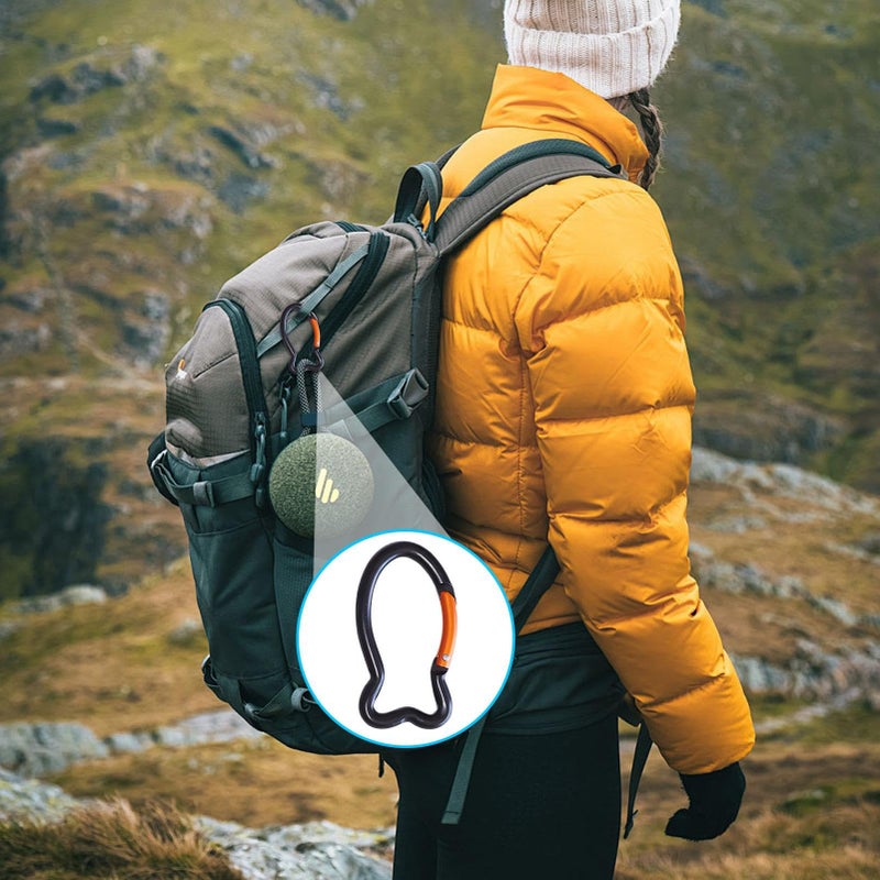 Black Heavy Duty Carabiner Keychain Hooks Fish Bone Shape Spring Hook for Outdoor Camping - Image 3