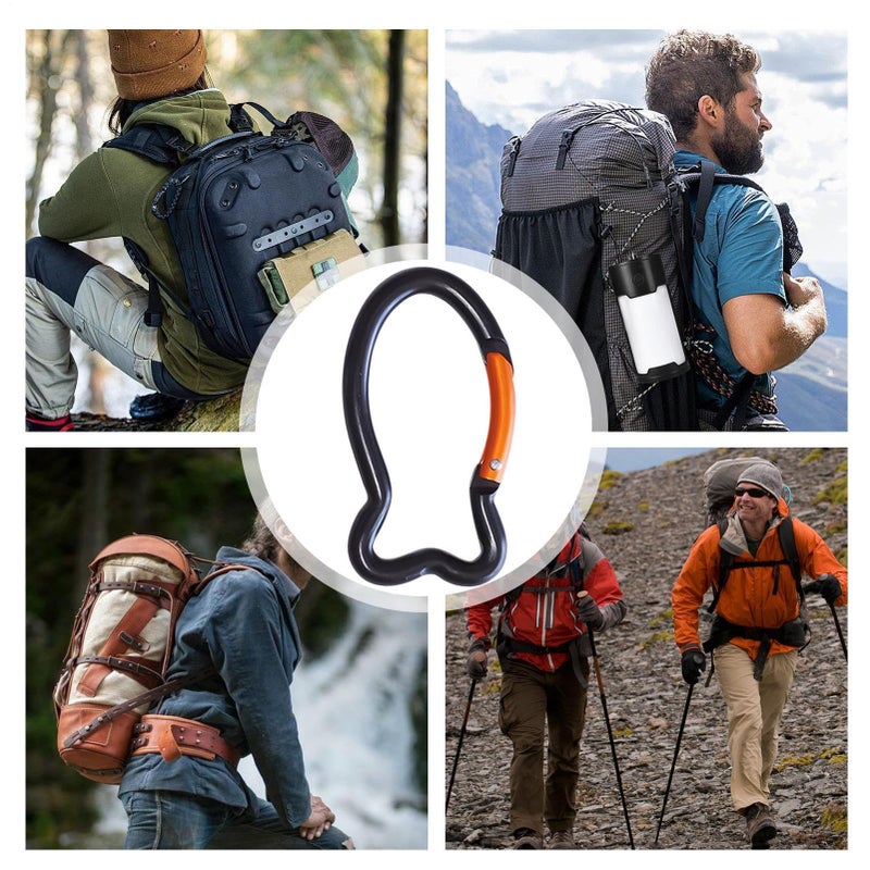 Black Heavy Duty Carabiner Keychain Hooks Fish Bone Shape Spring Hook for Outdoor Camping - Image 5