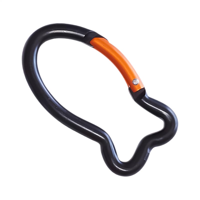 Black Heavy Duty Carabiner Keychain Hooks Fish Bone Shape Spring Hook for Outdoor Camping - Image 2