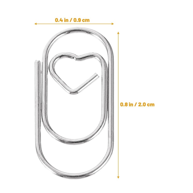 Silver Heart-Shaped Mini Paper Clips for Office School Document Organization 50pcs - Image 3
