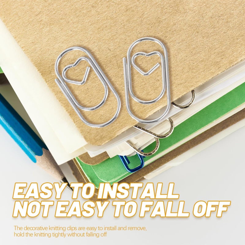 Silver Heart-Shaped Mini Paper Clips for Office School Document Organization 50pcs - Image 5