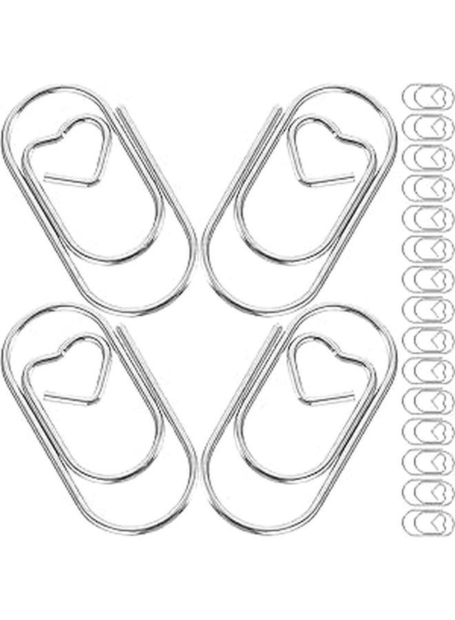 Silver Heart-Shaped Mini Paper Clips for Office School Document Organization 50pcs - Image 1