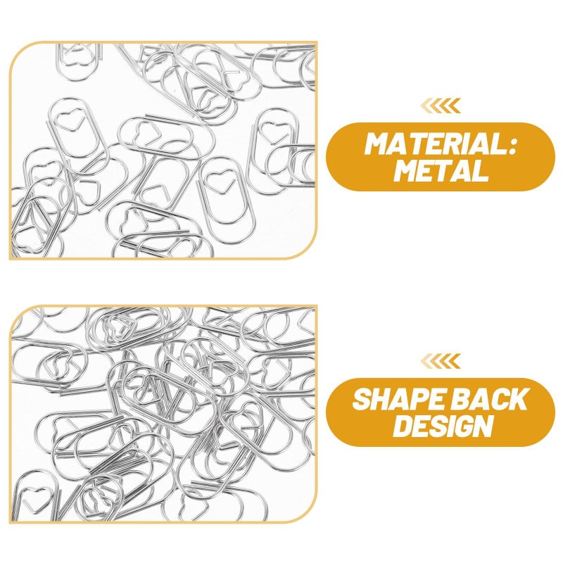 Silver Heart-Shaped Mini Paper Clips for Office School Document Organization 50pcs - Image 4