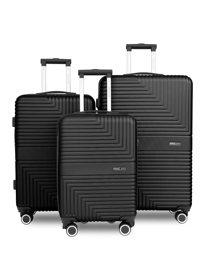 Series Set of 3 Luggage | Lightweight Small 10KG, Medium 20KG & Large 30KG ABS 4 Wheels Trolley Hardsided Travel Suitcase Black