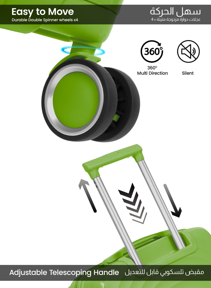 بارا جون طقم حقائب سفر  قطع | خفيفة الوزن صغيرة  كجم، متوسطة  كجم وكبيرة  كجم بعجلات  صلبة سوداء - Image 3