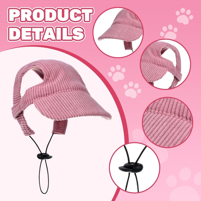 Rbenxia Dog Sun Hat with Ear Holes, Pet Summer Beach Visor Hat with Adjustable Chin Strap, Puppy Sunbonnet Headdress, Dog Baseball Cap for Outdoor Sun Protection(Pink, Small) - Image 3