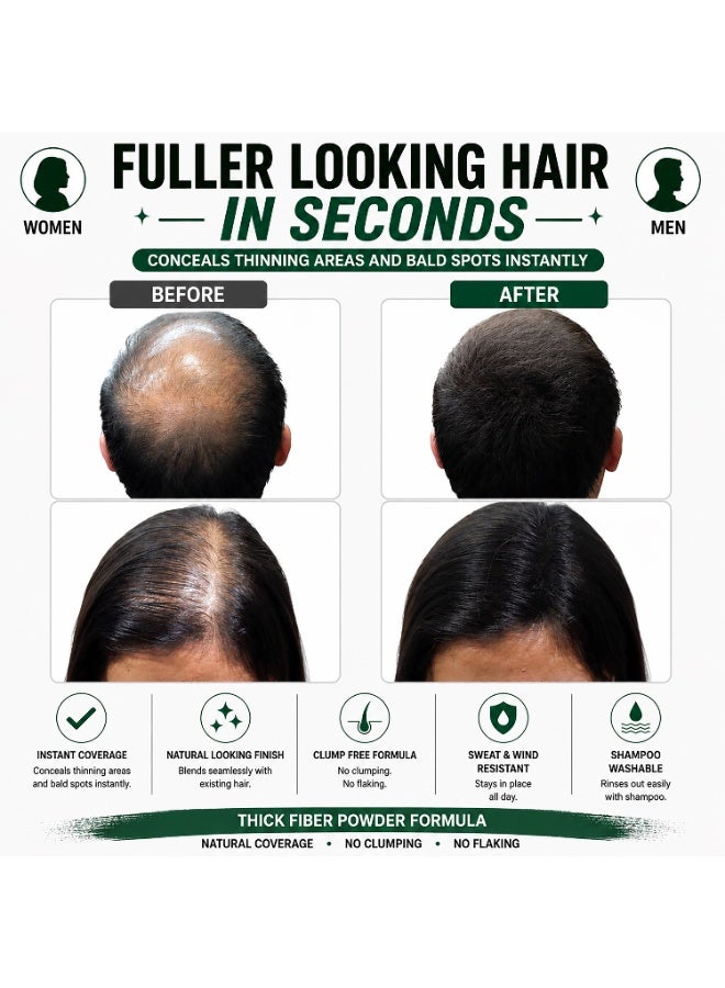 THICK FIBER Hair Fibers for Women & Men with Thinning Hair (Black) 12g, Hair Loss Concealer, Covers Bald Spots, Hairline & Sparse Areas, Natural Fuller Looking Hair - Image 3