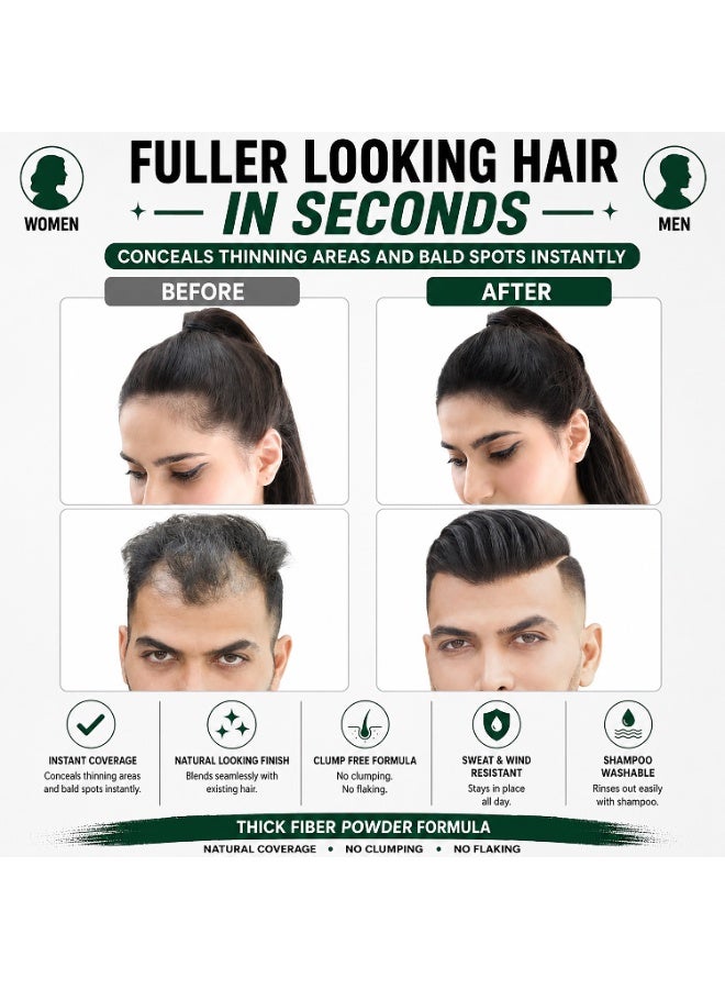 THICK FIBER Hair Fibers for Women & Men with Thinning Hair (Black) 12g, Hair Loss Concealer, Covers Bald Spots, Hairline & Sparse Areas, Natural Fuller Looking Hair - Image 4