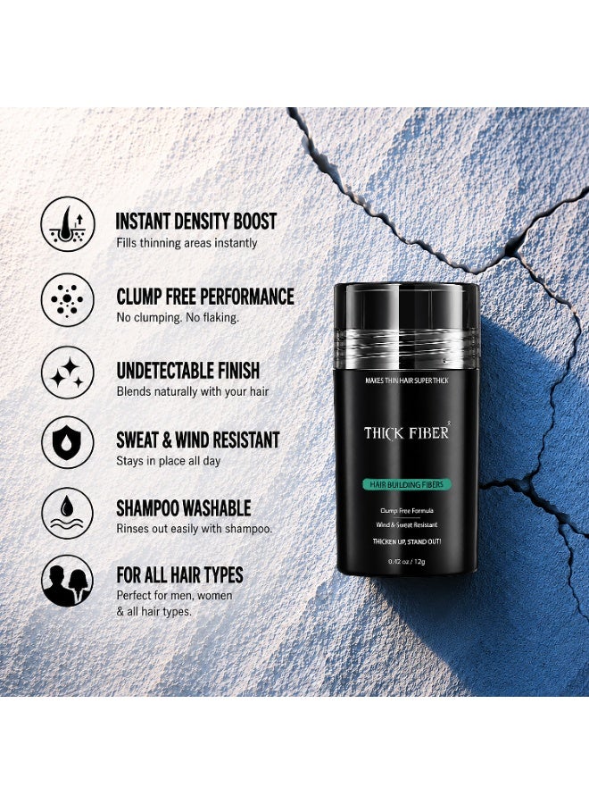 THICK FIBER Hair Fibers for Women & Men with Thinning Hair (Black) 12g, Hair Loss Concealer, Covers Bald Spots, Hairline & Sparse Areas, Natural Fuller Looking Hair - Image 5